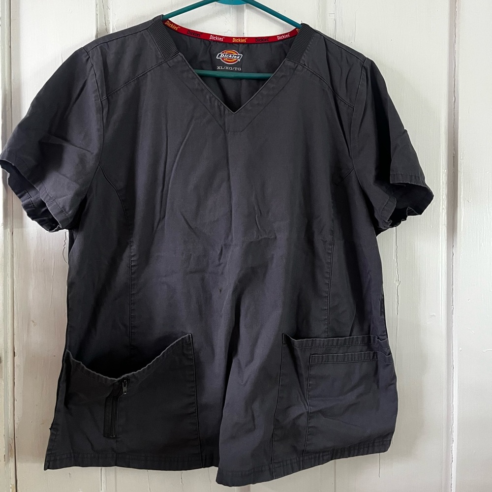Dickies Grey Scrub V Neck Top